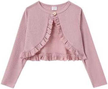 PATPAT Girls Sweaters Cardigan Little Girls lothes Long Sleeve Ruffle Knit Dress Cover Cardigan Shrug Fall Clothes for Girls Tween Girl Clothing Toddler Sweater Pink 6-7 Years