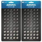 ABSINA button batteries mixed 50 pack Alkaline 1.5V - 20x AG1 / 30x AG3 / 20x AG4 / 20x AG10 / 10x AG13 - Assorted watch batteries, watch batteries assorted sizes, button cell batteries assorted