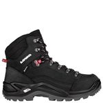 LOWA Renegade GTX MID Unisex Hiking Boots Tracking Outdoor Goretex, Black Ruby Red, 10.5 UK