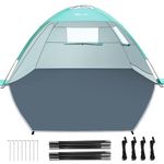 Glymnis Beach Tent Sun Shelter 2-3 Person, Portable Beach Shade UPF 50+ Sun Shade, 2 Door Ventilation Lightweight Easy Setup fully closed Beach Canopy for Beach Garden Picnic