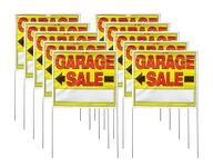 Sunburst Systems 3905 Garage Sale Sign, Assembled with metal U-Stake, Double Sided, 14" x 22" (Including Stakes), 10 Pack