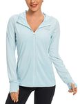Womens UPF 50+ UV Sun Protection Hoodie Jacket Long Sleeve Sun Shirt Outdoor Running Hiking Shirt with Pocket SPF Lightweight(Blue,M)