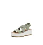 SOREL Women's Cameron Flatform Slingback Sandals - Safari, Sea Salt - Size 7.5