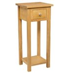 Hallowood Furniture Waverly Oak Tall Console Table with Drawer & Shelf, Solid Wooden Side Table in Light Oak, Telephone Stand, Lamp Table, Dressing Table, Plant Table for Hallway