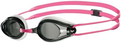 Arena Tracks Unisex Adult Essential Racing Swim Goggles for Competitive Swimmers FINA-Approved Anti-Fog Coated Non-Mirror Lens, White/Smoke/Fuchsia