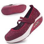 Women's Comfortable Working Nurse Shoes Non-Slip Adjustable Breathable Walking Buffer Fitness Casual Nursing Orthotic Lightweight Shoes Ac-Red UK/7