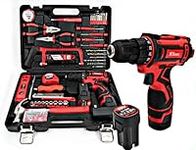 Baraz Tool Box with Drill (2 Battery), 136 Pcs Home Tools Kit with 18v Power Cordless Drill Bit Set, Tool Set with Screwdriver Set for Homeowners, Garden, House Repair and Maintenance. Gift Idea