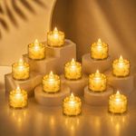 VERVENIX LED Flameless Tea Light Candles – Pack of 12 (Warm Yellow) | Battery Operated Flickering LED Candles for Diwali, Christmas, Wedding, Party & Home Decoration | Safe Smokeless Decorative Lights