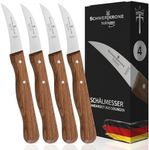 Schwertkrone Set of 4 Curved Birdbeak/Vegetable Knives with Beech Wood Handle, Rustproof