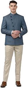 Peter England Men's Polyester Blend Two Piece Suit-Dress Set (PISUSNSFZ12388_Blue_42)