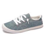 Women's Slip On Canvas Sneaker Low Top Casual Walking Shoes Classic Comfort Flat Fashion Sneakers, Blue Jean, 9