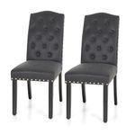 ALPHA HOME Dining Chairs Set of 2, Upholstered Kitchen Chair Dining Room Chairs, Tufted Kitchen Chairs with Solid Wood Legs and Tall Backrest, Faux Leather Padded Parson Chairs, Black