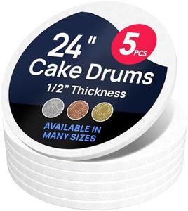 O’Creme Cake Board, White Round Cake Circles with Gorgeous Design, Sturdy & Durable 1/2” Thick Cake Drums, Round Cake Boards with 24” Diameter, Pack of 5 Disposable Cake Drums
