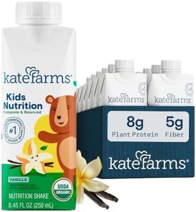 KATE FARMS Organic Kids Nutrition Vanilla Shake, 8g Protein, 27 Vitamins and Minerals, Meal Replacement, Gluten Free, Non-GMO, 8.45 oz (12 Pack)