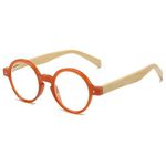 Lanomi Retro Round Reading Glasses Women Men Spring Hinges Lightweight Clear Vision Eyeglasses Orange 4.0