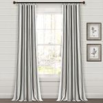 Lush Decor Farmhouse Stripe Yarn Dyed Cotton Window Curtain Panel Pair, 42" W x 84" L, Black - Classic Modern Rustic Charm - Eco Friendly Cotton Fabric