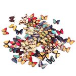 3A Featuretail Set of 100 Pc Butterfly Shape Wooden Buttons with 2 Holes, Butterfly Buttons for Craft, Knitting, Decoration, Sewing & DIY Crafts (Multicolor, 3 x 2 CM)