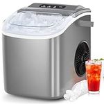 COWSAR Ice Maker Countertop, Portable Ice Machine with Self-Cleaning, 26.5lbs/24Hrs, 9 Bullet Ice Cubes in 6 Mins, Ice Basket and Scoop, Ideal for Home, Kitchen, Bar, Camping (Grey, 26.5LBS / 24H)