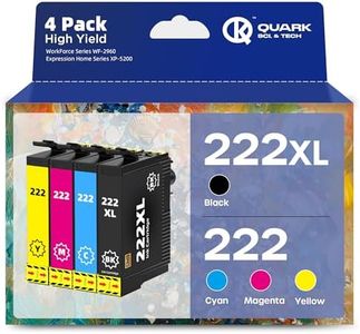 222 Ink Cartridges Combo Pack, Compatible Replacement for Epson 222 222XL Ink Cartridges Workforce WF-2960, XP-5200 Printers(4 Pack, B/C/M/Y)