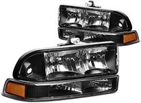 DNA MOTORING HL-OH-S10984P-BK-AM Headlight Assembly, Driver and Passenger Side,Black Housing/Amber Corner