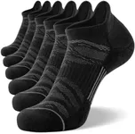 FITRELL 6 Pack Men's Ankle Running Socks Low Cut Cushioned Athletic Sports Socks, Shoe Size 9-12, Black+Gray