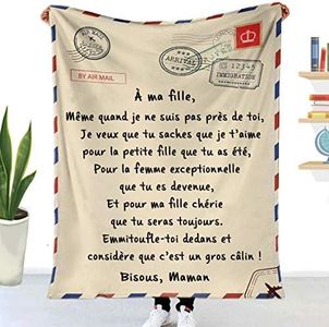 SMLJFO Couverture de Laine à Carreaux Impression 3D Lettre à ma Fille 150x200cm Flanelle Couverture de lit en Peluche Couvre - lit Chaud Doux et Confortable Housse de canapé, Camping, Voyage