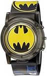 DC Comics Accutime Kids Batman Digital Quartz Watch for Boys, Girls & Adults All Ages, Logo Face Black Strap, Digital