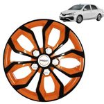 PRIGAN Wheel Cover for Toyota ETIOS Old 14 Inch Black Orange Wheel Cap (Available in 12,13,14,15,16 Inch) (Set of 4 Pcs) (Press Fitting) Model- Vision Black Orange-14