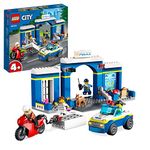 LEGO City Police Station Chase Playset with Car Toy and Motorbike, Breakout Jail, 4 Minifigures and Dog Figure, Toys for Kids, Boys & Girls 4 Plus Years Old 60370