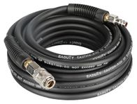EADUTY Air Compressor Hose, Heavy Duty Hybrid Air Hose 1/4" I.D by 10 M Length, 300 PSI Air Compressor Accessories with Bend Restrictors and 1/4" Euro Quick Connect Fittings. Black
