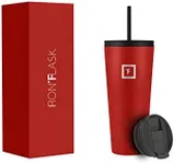 IRON °FLASK Classic Tumbler 2.0-2 Lids (Straw Flip), Vacuum Insulated Stainless Steel Water Bottle, Double Walled, Drinking cup, Thermos Travel Mug - Fire Red, 32 Oz