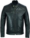 Mens Real Sheepskin Retro Biker Style Slim Fit Biker Leather Jacket Black (as1, alpha, l, regular, regular)