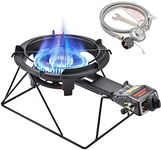 ARC Outdoor Propane Burner Stove, 13" Single Propane Burner, Cast Iron Portable Propane Burner With Sturdy Stand and Adjustable Regulator Stainless Steel Hose,Perfect for Outdoor Wok Burner