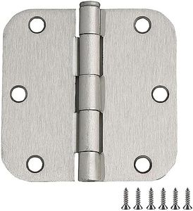 Design House 181412 Door Hinges for Interior Doors 5/8-inch Radius Steel Door Hinge Door Hardware, 3-1/2-inch x 3-1/2-inch, Satin Nickel, 3-Pack