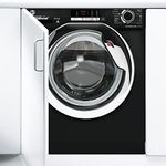 Hoover H-WASH/DRY HBDS495D2ACBE-80 Integrated Washer Dryer, 9Kg Wash+5Kg Dry, 1400 Rpm, 12 Programmes, 3 Drying Levels, Black with Chrome door