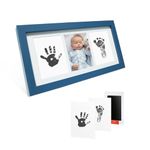 Baby Hand and Footprint Kit,Newborn Baby Picture Frame - Baby Prints Photo Keepsake Frame with Safe Clean-Touch Inkless Ink Pad,Gift for New Parents or Baby Registry,Baby Shower Gifts. (Midnight Blue)