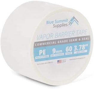 Blue Summit Supplies Vapor Barrier Tape, PE 9mm Polyethylene Tape, Moisture Barrier Seam for Crawl Space or Marine Use, Waterproof White, 3.78" Wide, 180' Length