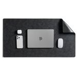 DailyObjects Reversible Desk Matte Sand Premium Vegan Leather Desk Mat|Anti-Skid|Anti-Slip|85 * 45cm|Spread Turf Desk/Laptop Mat for Work from Home/Gaming- Extended Mouse pad and Keyboard Desk-Black