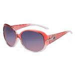 Duco Classic Sunglasses for Women Jackie O Sun Glasses Wide Shades Designer Style 100% UV Protection 6214, Gradient Red Frame Purple Lens, common