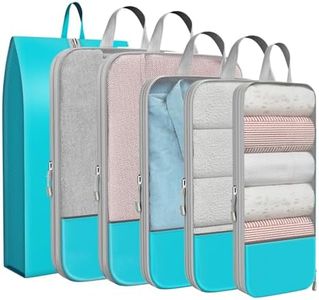 6 Set Compression Packing Cubes Travel Accessories Expandable Packing Organizers, Lightweight Suitcase Organizer Packing Cells Bags Set Travel Essentials, Travel Bags Carry-on Luggage Suitcase Blue