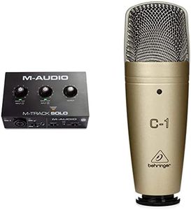 M-Audio M-Track Solo Interfaz De Audio Usb Para Grabaciones, Transmisiones Y Pódcasts Con Entradas Xlr, Línea Y Di + Behringer C-1 Micrófono De Condensador, Color Dorado