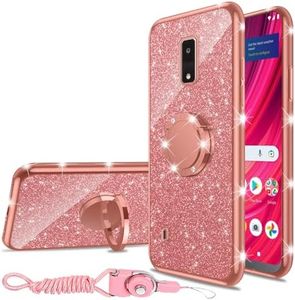 nancheng for BLU View 4 Case/BLu View 2 2023 (B135DL) Phone Case Girls Women Cute Glitter Luxury Soft Silicone Clear Case with Ring Stand Shockproof Protection Cover - Rose Gold