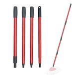 Spin Mop Replacement Handle - 4-Section 30" to 58" Mop Handle Replacement Stick Compatible with vileda Spin Mop Handle, EasyWring Mop Refills for Floor Cleaning (Mop Handle - Red)