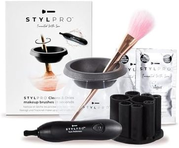 STYLPRO Original Gift Set Kit: Electric Makeup Brush Cleaner and Dryer Machine with 8 Brush Collars, Brush Cleanser - Fast, Automatic Spinning Brush Cleaner with Heat-Resistant Bowl