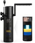 Aquapapa U-V Fish Tank Filter, 8W 500L/H Aquarium Filter Pump with 6-Layer Filtration for 30–110L Tanks, Internal Multifunctional Fish Tank Pump with Sponge Filter for Crystal Clear Water
