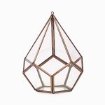 Greenarium Decorative Pyramid Terrarium Glass Cone Hanging & Table Top Art Flower Pot (Gold, Pack of 1)