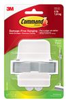 Command Mop and Broom Holder Wall Mount, White with Grey Band, 1 Gripper 2 Strips ( Packaging May Vary )