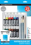 Daler-Rowney Simply Watercolour Paint 25pcs Technique Set, 12 x 12ml Assorted Colours, Ideal for Entry-Level Artists & Hobbyists