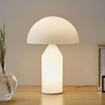 Brightech Venus Glass - Contemporary Table Lamp with Glass Shade and Body - Unique Mushroom Table Lamp - Dimmable LED Light Bulbs for Bedroom Reading, Great Décor for Living Rooms, Offices