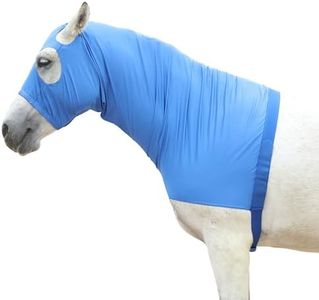 LEAFOREST Horse Slinky Hood with Zipper - Stretch Neck Cover for Horses, Sleazy Hoodies for Mane & Braids Protection, Can Keep Clean for Show and Event Prep & Under Blanket Use Blue XX-Large